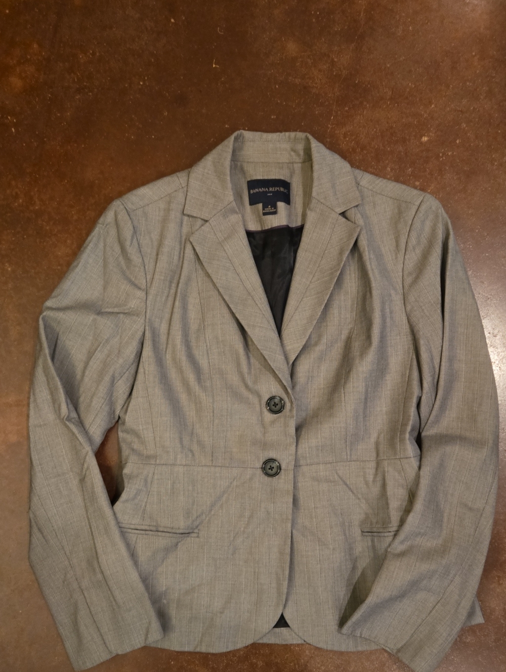 Banana Republic Women's Brownish Gray With Black Jacket - Classic Two-Button